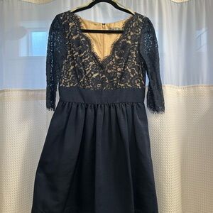 Eliza J Navy Lace Long Sleeve Dress